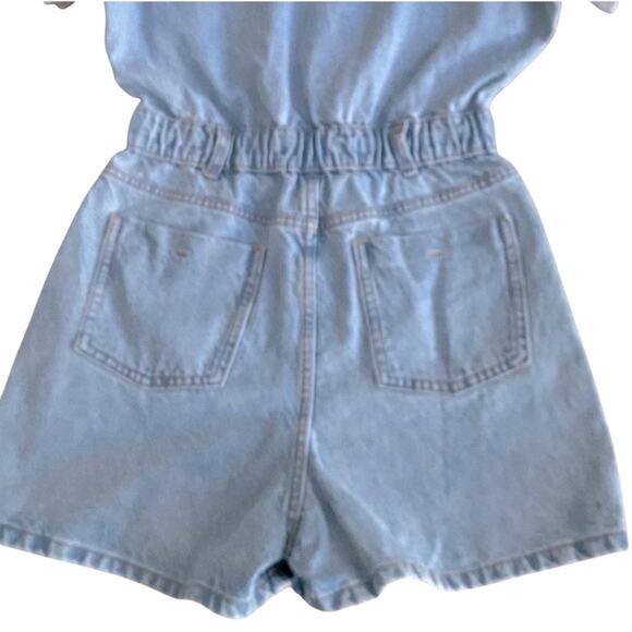 Zara XS Denim Romper Shorts Jumpsuit Jeans Extra small Retro Style Y2K 80s 90s - Picture 10 of 12
